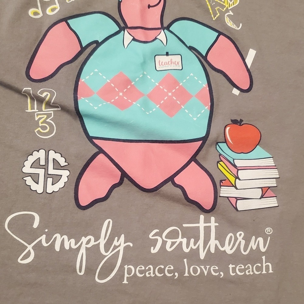 Simply Southern Teacher T-Shirt Womens Size Large‎ Gray
